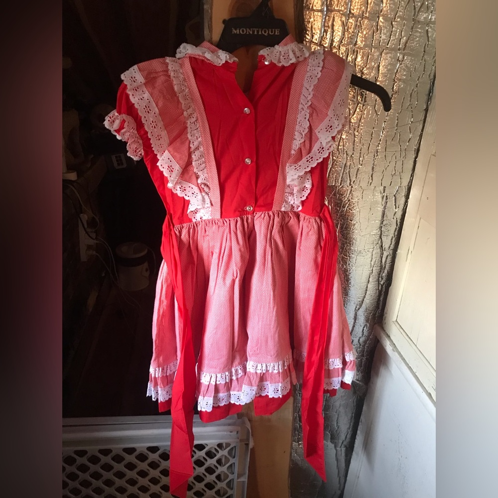 VTG Better Made by Betty Oden Red Dress Girls Size 8 Full Circle Skirt